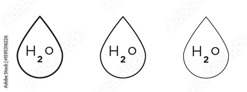 H2o icon in stroke art design versions. EPS 10