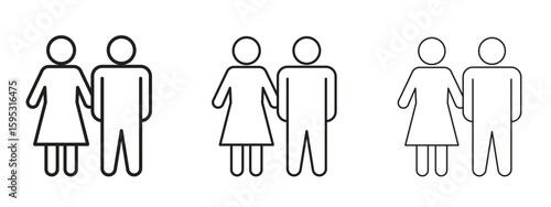 Girlfriend icon in stroke art design versions. EPS 10