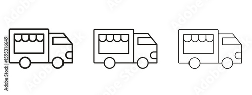 Food truck icon in stroke art design versions. EPS 10