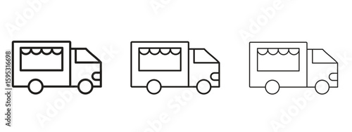 Food truck icon in stroke art design versions. EPS 10