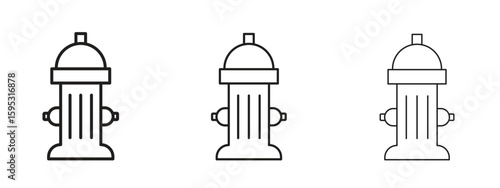 Fire hydrant icon in stroke art design versions. EPS 10