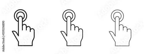 Finger control icon in stroke art design versions. EPS 10
