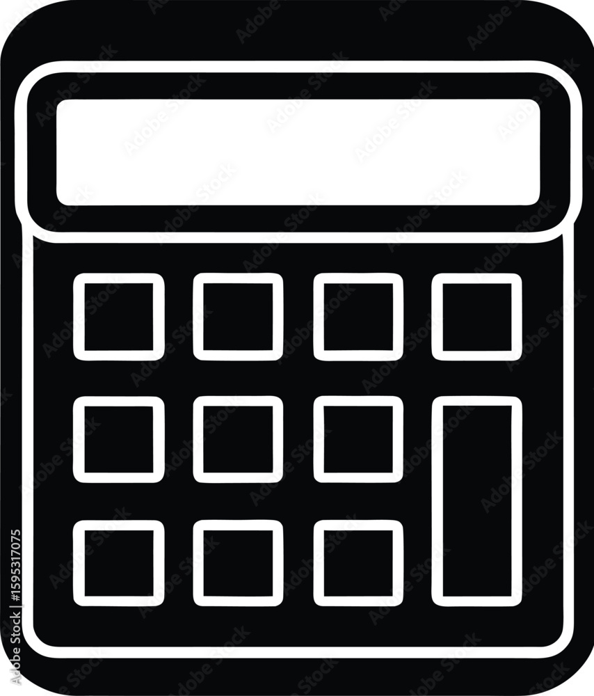 Calculator silhouette, calculator vector illustration, minimal calculator icon, math device symbol Calculator silhouette, calculator vector illustration, minimal calculator icon, math device symbol