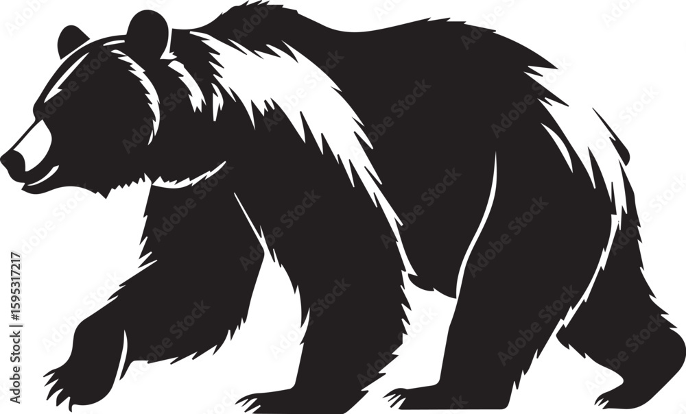 Obraz premium Majestic Bear Silhouette: A powerful silhouette of a bear in its natural habitat, capturing the raw power and grace of this iconic animal.