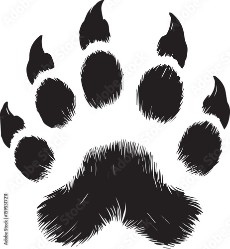 Wildlife Trailblazer: A stylized black and white illustration showcases the distinctive footprint of a wild animal, a testament to untamed exploration and the raw essence of nature.
