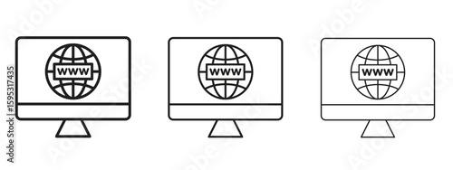 Domain icon in stroke art design versions. EPS 10