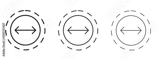 Diameter icon in stroke art design versions. EPS 10