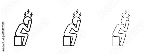 Depression icon in stroke art design versions. EPS 10