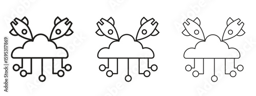 DOS icon in stroke art design versions. EPS 10