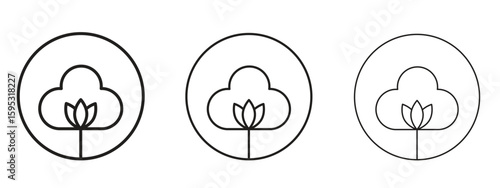 Cotton icon in stroke art design versions. EPS 10