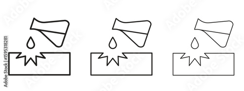 Corrosive substance icon in stroke art design versions. EPS 10