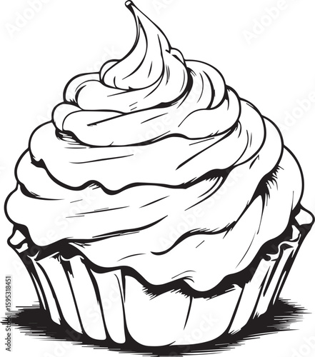 Sweet Simplicity: A delightful cupcake with a generous swirl of frosting, a testament to simple pleasure.