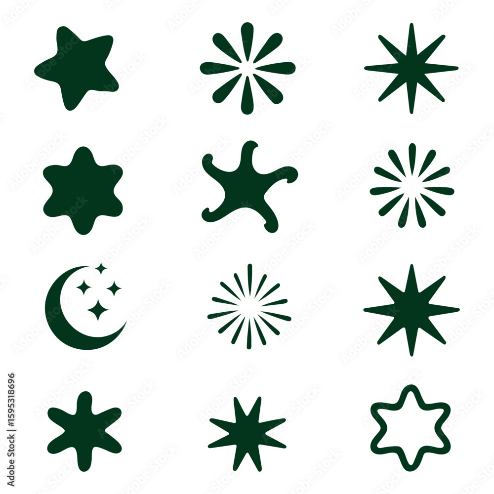 Obraz premium Abstract Star & Moon Icon Set