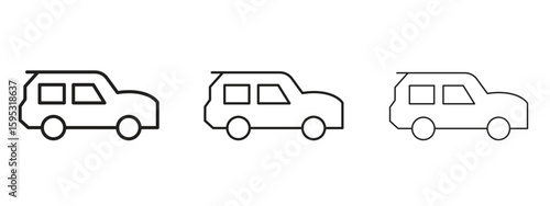 Compact car icon in stroke art design versions. EPS 10