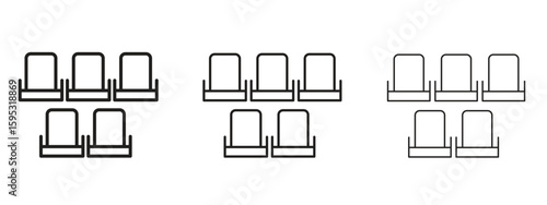 Cinema seat icon in stroke art design versions. EPS 10