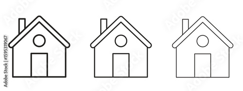 Chalet icon in stroke art design versions. EPS 10
