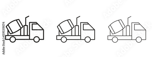 Cement truck icon in stroke art design versions. EPS 10