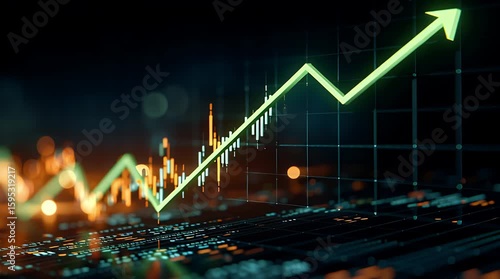 Digital financial chart showing a rising trend