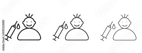 Baby Vaccination icon in stroke art design versions. EPS 10
