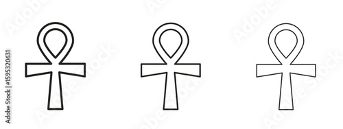 Ankh icon in stroke art design versions. EPS 10
