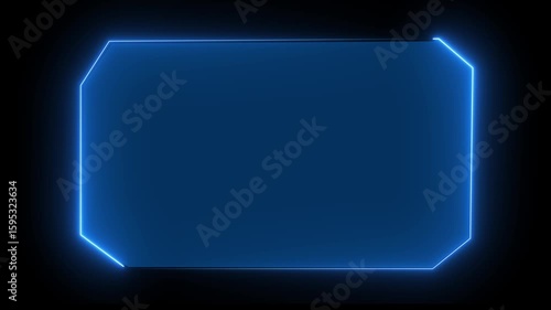 Glowing Sci-Fi Interface HUD Template Futuristic Neon Frame Animation Tech Digital Screen Overlay Animation black background.