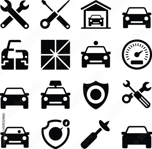 Car repair and automotive icon set