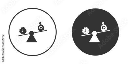 Time and money compare scale icon clipart element. stroke art design graphics