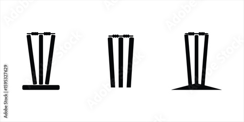 cricket stump silhouette vector hand drawn illustration on white background.