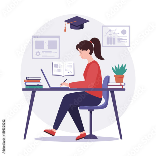 Student taking digital notes while attending online class