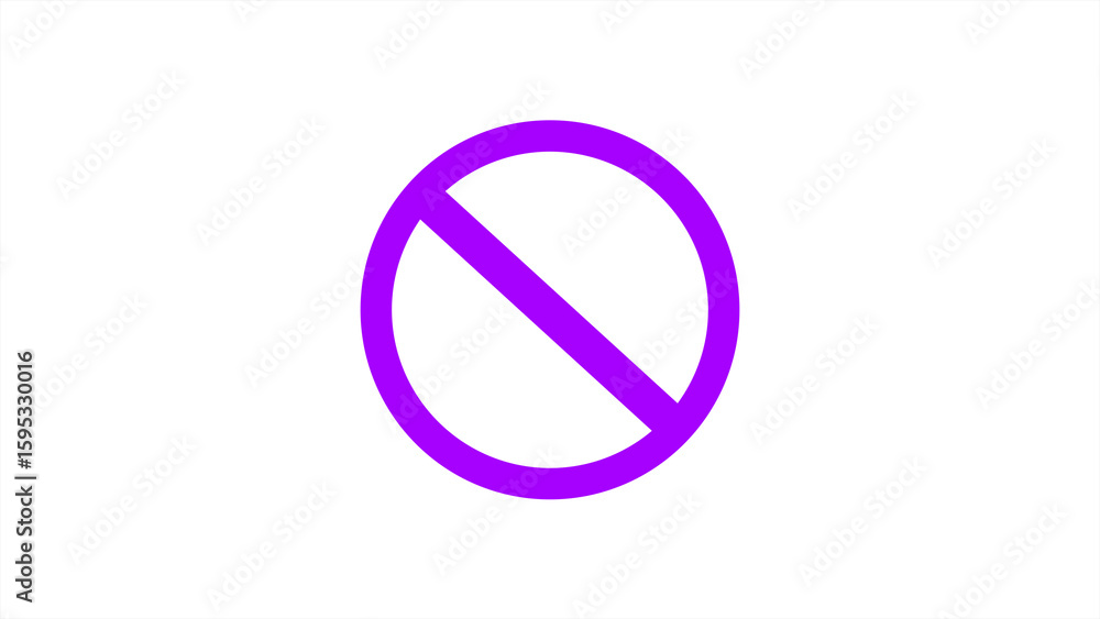 Isolated purple no stop sign, prohibition sign or stop sign image. Disallowed or no symbol for public. Isolated purple no stop sign, prohibition sign or stop sign image. Disallowed or no symbol for public.