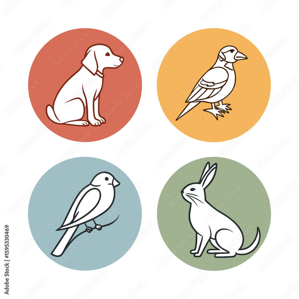 Fototapeta premium Set of 4 animal icons vector
