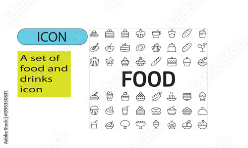 A set of editable line art Foods and drinks icon