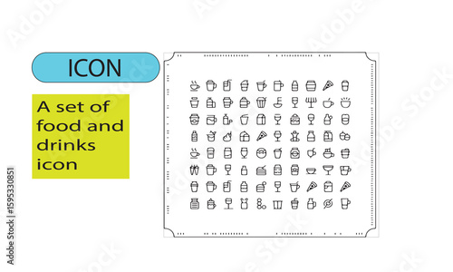 A set of editable line art Foods and drinks icon