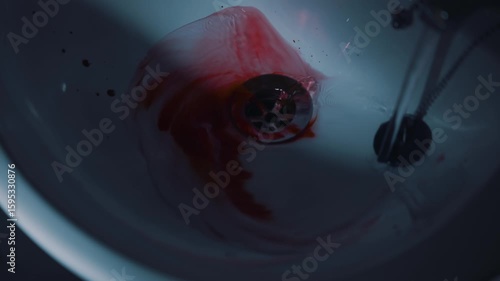 Washing away blood in the sink