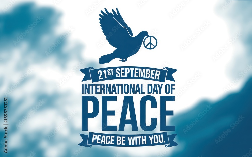 Fototapeta premium International day of peace dove with peace symbol and inspirational message