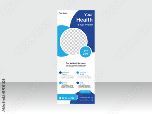 Medical creative roll up banner design template