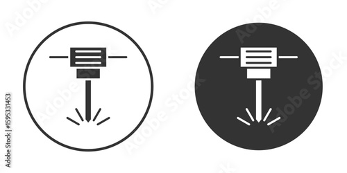 Hydraulic breaker icon clipart element. stroke art design graphics