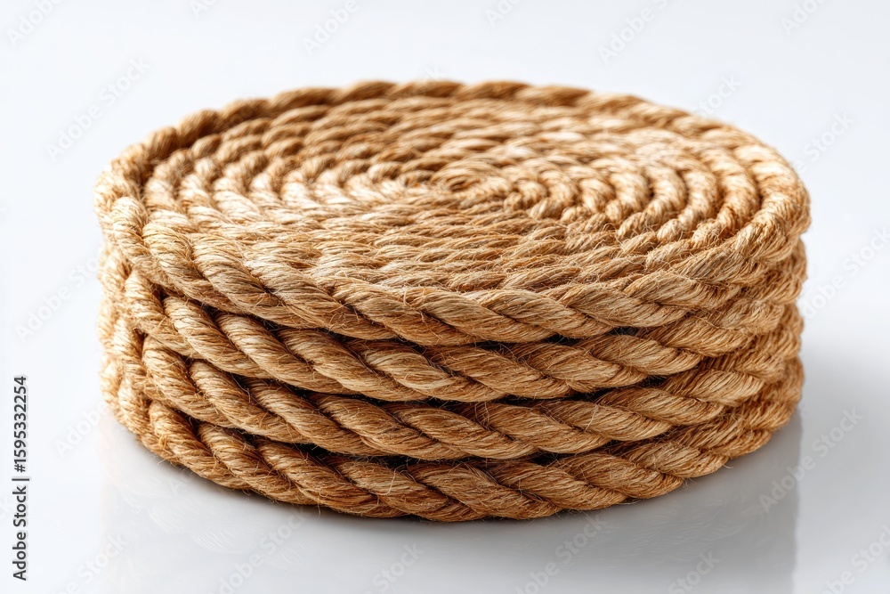 Obraz premium Stacked circular rope coasters.
