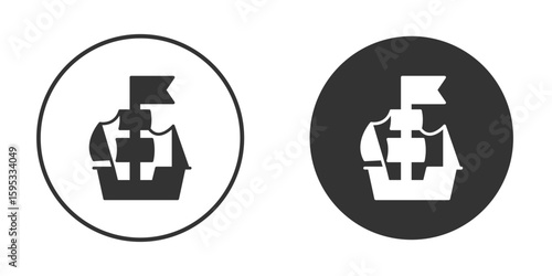 Caravel icon clipart element. stroke art design graphics
