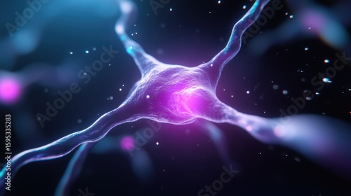 Glowing neural network connections in a dark space