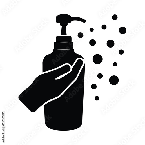 Hand sanitizer dispenser and bubbles silhouette