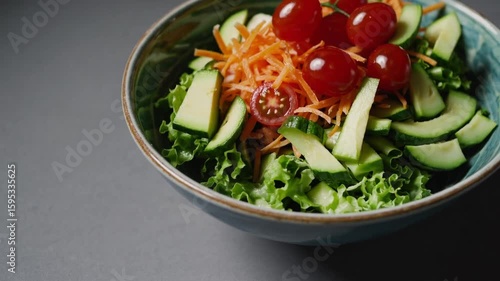 Fresh Salad Bowl with Assorted Vegetables and Healthy Ingredients for Nutritious Meal