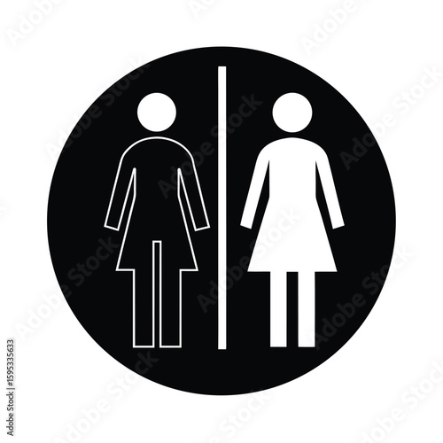 Modern gender neutral restroom sign silhouette