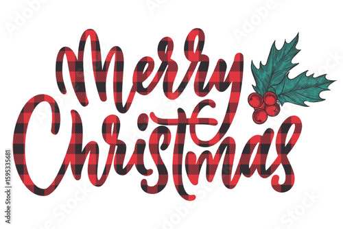 Merry Christmas calligraphy lettering. Vector illustration. Design for holiday card, banner, poster, invitation, print