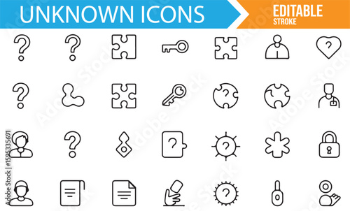 Collection of Mystery, Puzzle, and Security Icons for Creative Designs