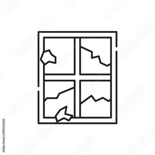 Window repair icon, Fixing cracked, broken window Symbol Outline icon Transparent background