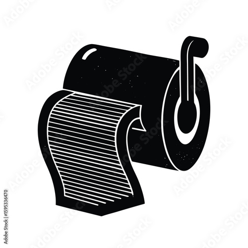 Toilet paper roll silhouette with unfurled sheet