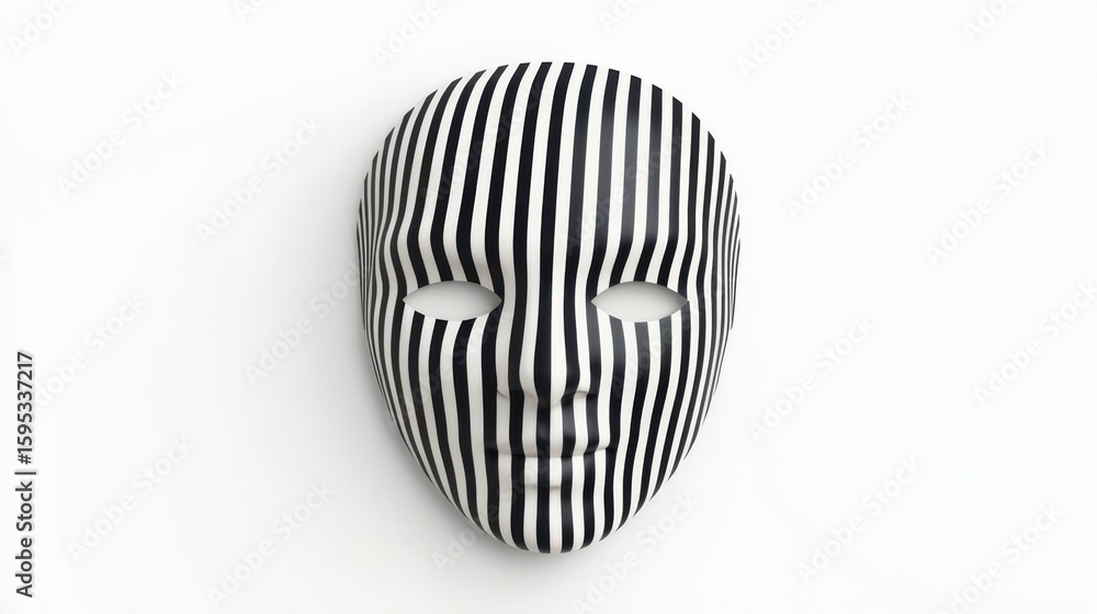 Fototapeta premium Unique artistic mask featuring a modern striped design, symbolizing identity and expression in contemporary art.