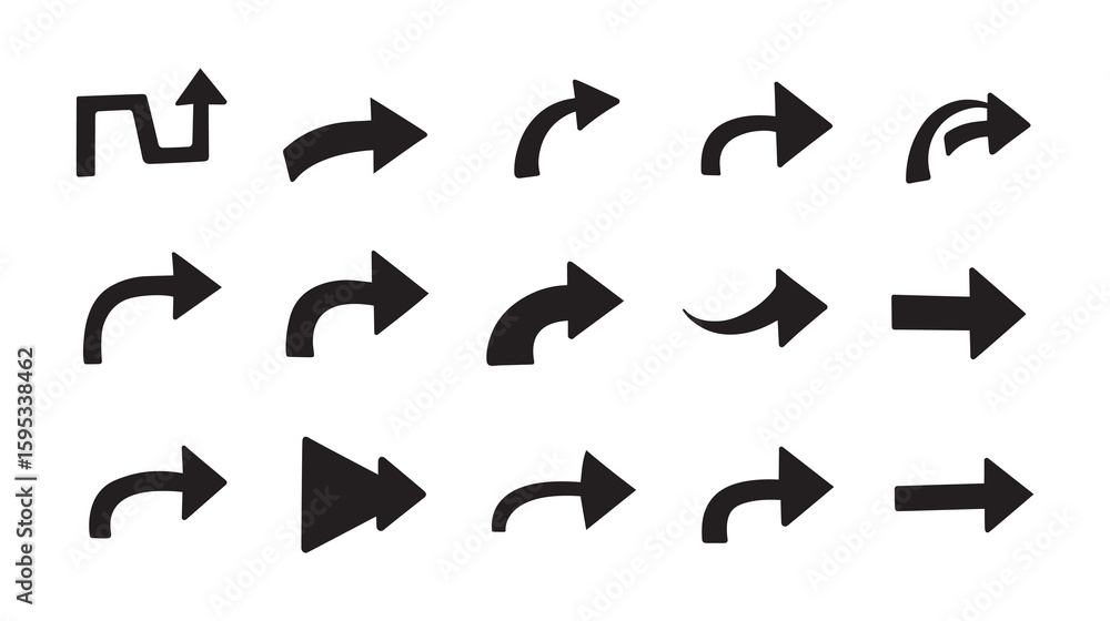 Assorted Black Arrow Set A Collection of Directional Graphics for Web Design and Presentations a Versatile Visual Toolkit