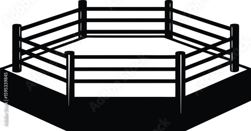 Boxing ring silhouette, boxing arena vector, combat sport icon, minimal fight ring graphic, athletic ring design